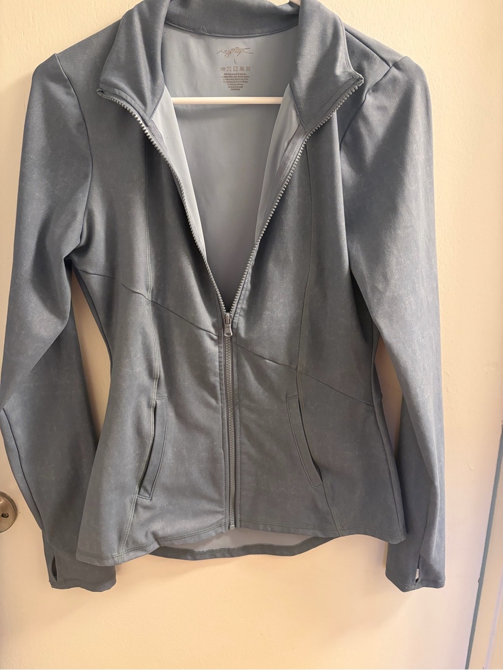 X by Gottex Steel Blue Zip-Front Bomber Jacket